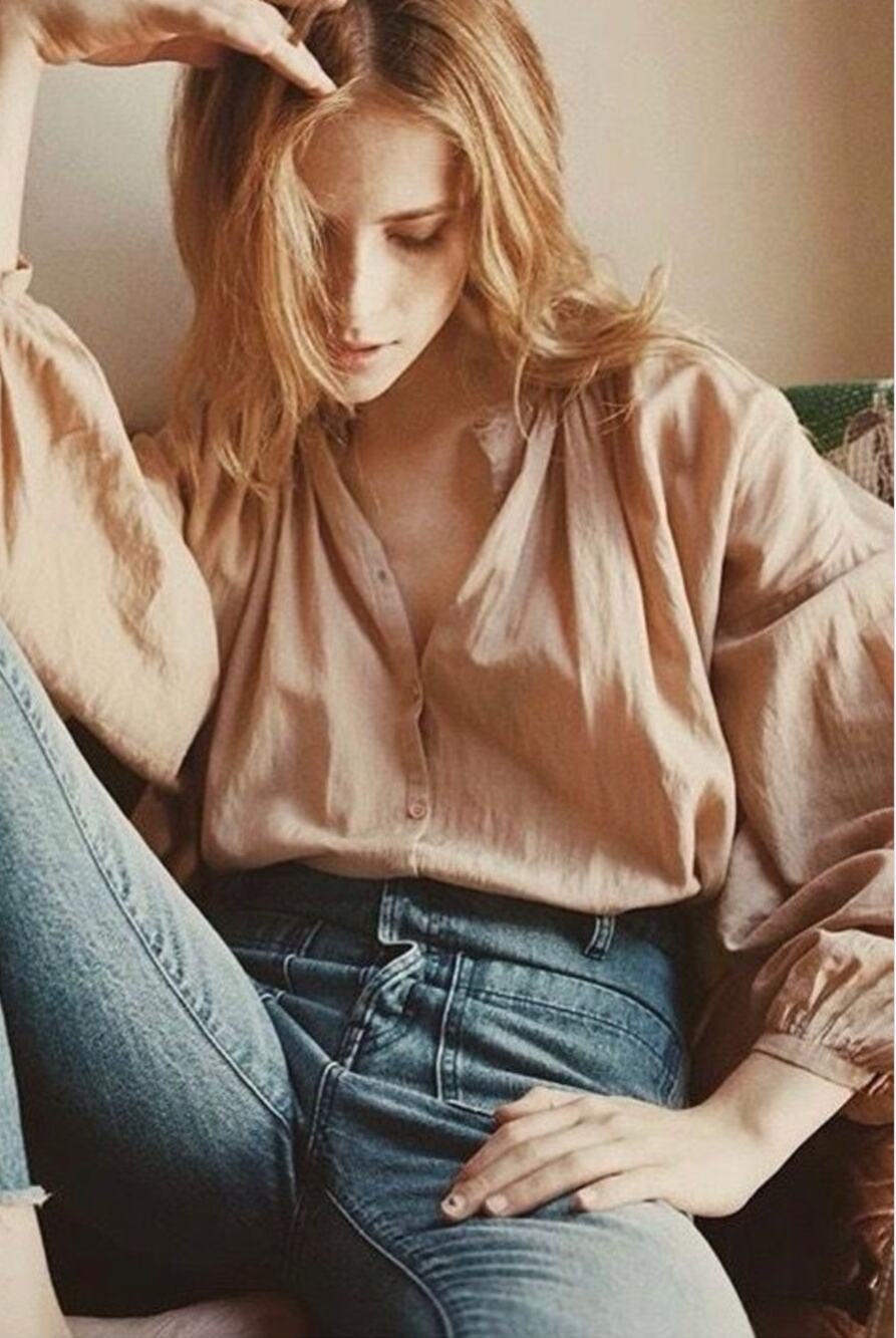 Doen The Jane Shirred Blouse in Dark Blush size XS